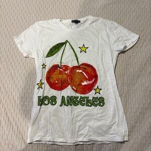 PrettyLittleThing White Tee with Cherry Print